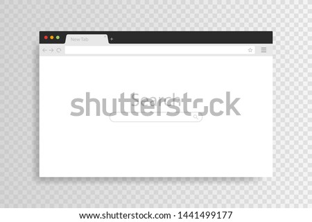 Browser window opened on PC isolated on transparent background. Browser windows empty template mockup set web page. Modern vector illustration.