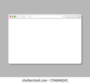 Browser window. Opened Web browser template. Realistic Window concept internet browser on gray background.