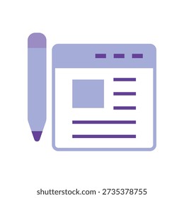Browserfenster mit einem Stift zum Bloggen, Kopieren und Content-Marketing.