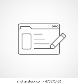 Browser Window With Pencil Line Icon On White Background
