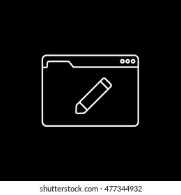 Browser Window With Pencil Pen Line Icon On Black Background
