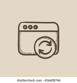 Browser window with refresh sign vector sketch icon isolated on background. Hand drawn Browser window with refresh sign icon. Browser window sketch icon for infographic, website or app.