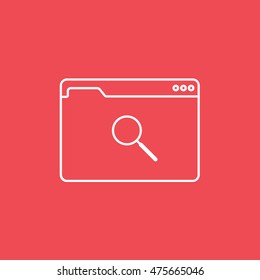 Browser Window With Search Flat Icon On Red Background