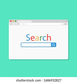 Browser window for search in flat style. Global search in browser. Search engine illustration.