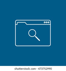 Browser Window With Search Line Icon On Blue Background