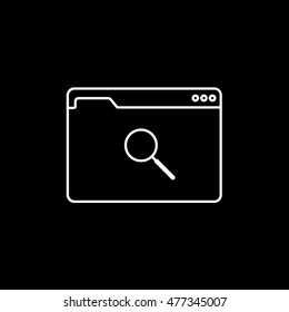 Browser Window With Search Line Icon On Black Background