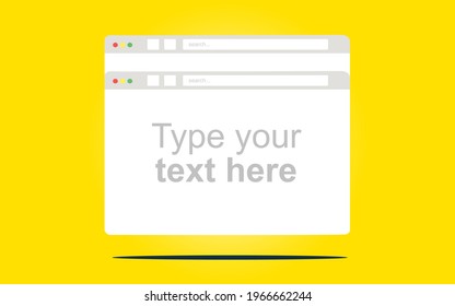 Browser window for search, web search with yellow background, online browser search concept