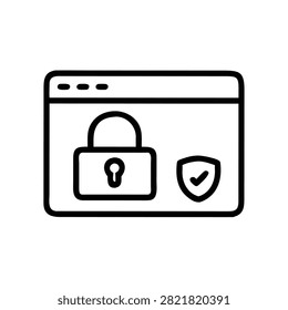 Browser window with secure lock and safety shield.
