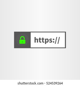 Browser window with secure online connection icon  and http text line icon isolated on background for infographic, website, mobile app. Vector illustration.