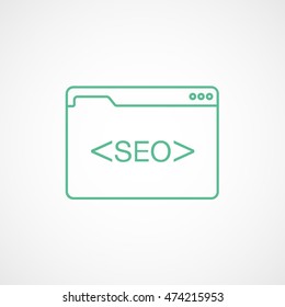 Browser Window With SEO Green Line Icon On White Background