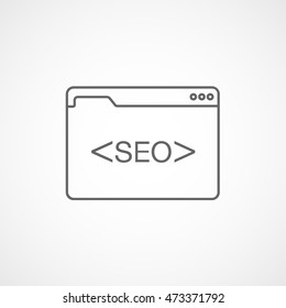 Browser Window With SEO Line Icon On White Background