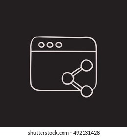 Browser window with share symbol vector sketch icon isolated on background. Hand drawn Browser window with share symbol icon. Browser window sketch icon for infographic, website or app.