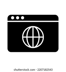 Icono de la silueta de la ventana del navegador. Internet y web. Vector.