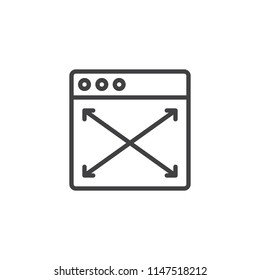 Browser window size outline icon. linear style sign for mobile concept and web design. Website Expand simple line vector icon. Symbol, logo illustration. Pixel perfect vector graphics