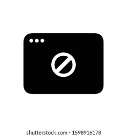 Browser Window Solid Icon - No / Not Allowed Sign - Restricted and Prohibition / Forbidden Access