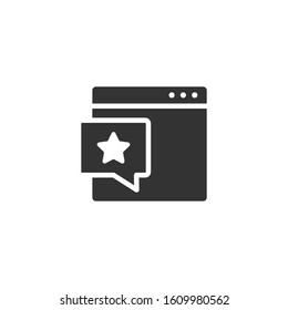 Browser window with star icon in flat style. Wish list vector illustration on white isolated background. Reward bonus business concept.