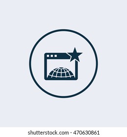 Browser window with star sign icon,Vector illustration