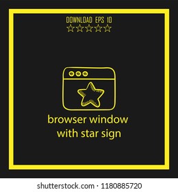 browser window with star sign sketch vector icon