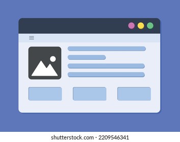 Browser Window stock illustration. Web Design and Layout Wireframe stock illustration. Vector in flat style. 