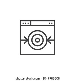 Browser window with target outline icon. linear style sign for mobile concept and web design. Seo targeting simple line vector icon. Symbol, logo illustration. Pixel perfect vector graphics
