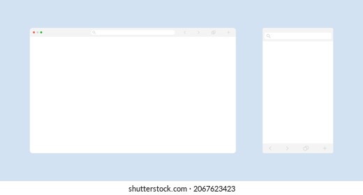 Browser window template. Website page mockup. Web site mock up. New tab empty window. Modern browser ui isolated vector.