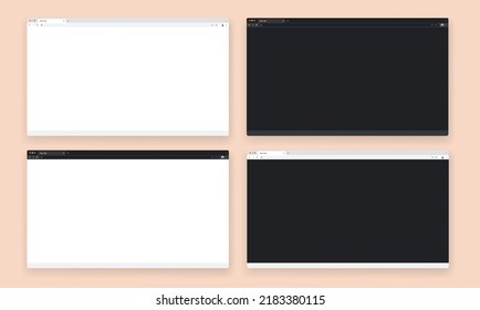 Browser window templates - Set of blank unbranded web frames to use in internet mockups. Vector illustration