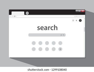 Browser window vector illustration. Simple web browser in flat style with long shadow. - Vector
