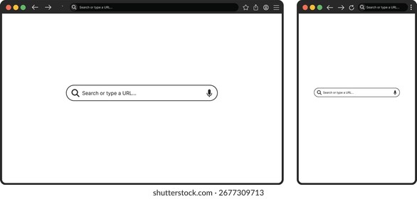 Browser Window Website Mockup PNG Transparent Background with PC Laptop Tablet Mobile Frames in Dark and Night Mode UI Design
