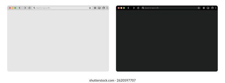 Browser window website mockup template with fill and outline stroke, featuring frames for PC, laptop, tablet, and mobile. Includes Light modes and Dark modes for UI and web design presentations.	
