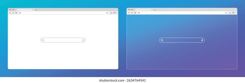 janela do navegador Modelo de maquete do site com quadros para PC, laptop, tablet. motor de pesquisa do navegador da internet. Barra de pesquisa para design de interface do usuário e site. Ilustração vetorial para IU e apresentação de design na Web