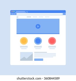 Browser Window With Website Page Template. Web Page Wireframe