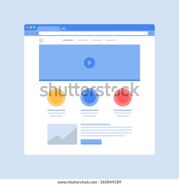 Browser Window Website Page Template Web Stock Vector (Royalty Free