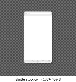 Browser Window White Empty Template Mockup For Mobile Phone On A Transparent Background Web Page Window Opened. Vector Illustration