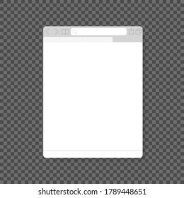 Browser Window White Empty Template Mockup for Tablet on a Transparent Background Web Page Window Opened. Vector illustration