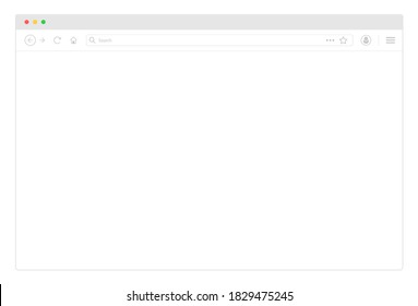 Browser window. White website mockup. Internet blank page. Isolated desktop browser screen. Network website template. Simple design. Light ui of computer web toolbar. EPS 10