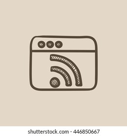 Browser window with wi fi sign vector sketch icon isolated on background. Hand drawn Browser window with wi fi sign icon. Browser window with wi fi sign sketch icon for infographic, website or app.