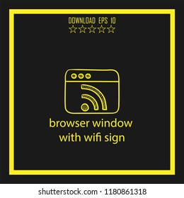 browser window with wifi sign sketch vector icon