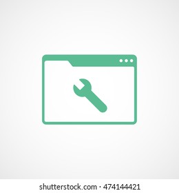Browser Window With Wrench Green Flat Icon On White Background