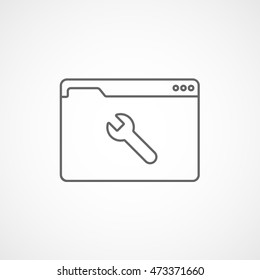 Browser Window With Wrench Line Icon On White Background