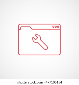 Browser Window With Wrench Red Line Icon On White Background