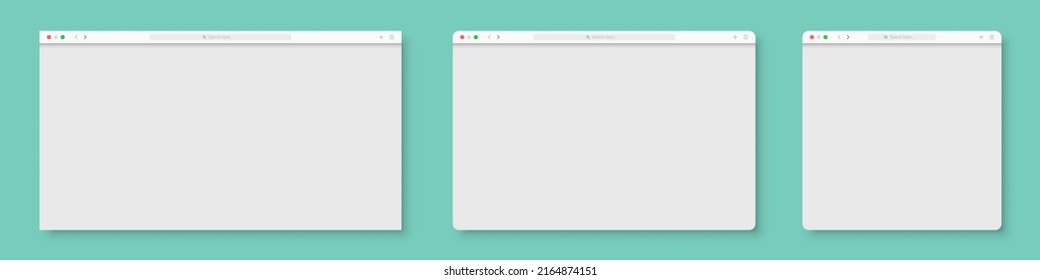 Browser windows frame collection. Interface browser window with shadow