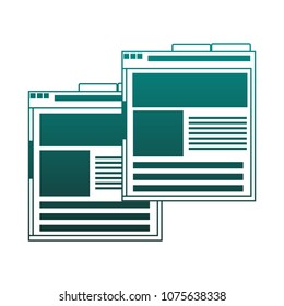 Browser windows open on blue lines