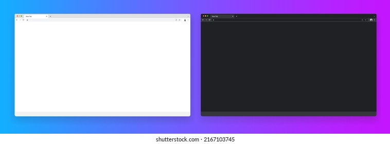 Browser windows - Vector template of unbranded web software in light and dark mode