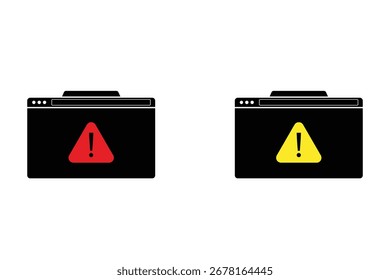 Browser Windows with Warning and Exclamation Symbols icons