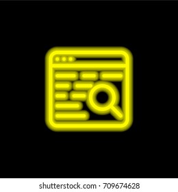 Browser yellow glowing neon ui ux icon. Glowing sign logo vector