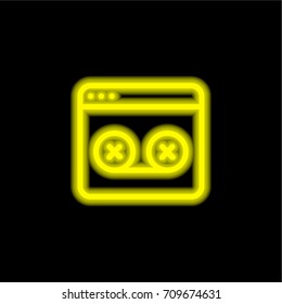 Browser yellow glowing neon ui ux icon. Glowing sign logo vector