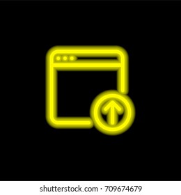 Browser yellow glowing neon ui ux icon. Glowing sign logo vector
