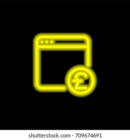 Browser yellow glowing neon ui ux icon. Glowing sign logo vector