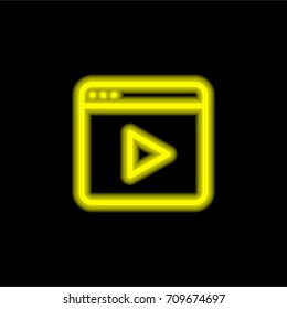 Browser yellow glowing neon ui ux icon. Glowing sign logo vector