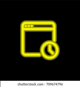 Browser yellow glowing neon ui ux icon. Glowing sign logo vector